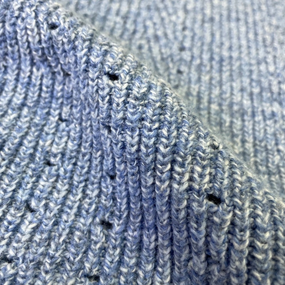 Talbots Blue Heather Pointelle Lace Up Side Pullover Sweater XL Cotton Blend - Picture 8 of 15